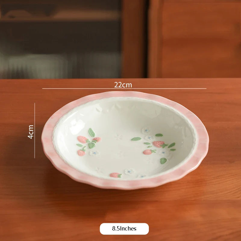 Cute Strawberry Ceramic Porcelain Tableware