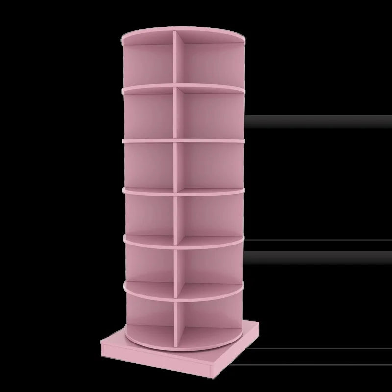 New 360-Degree Rotating Pink Shoe Cabinet with 7 Layers for Storing Up to 28 Pairs of Shoes