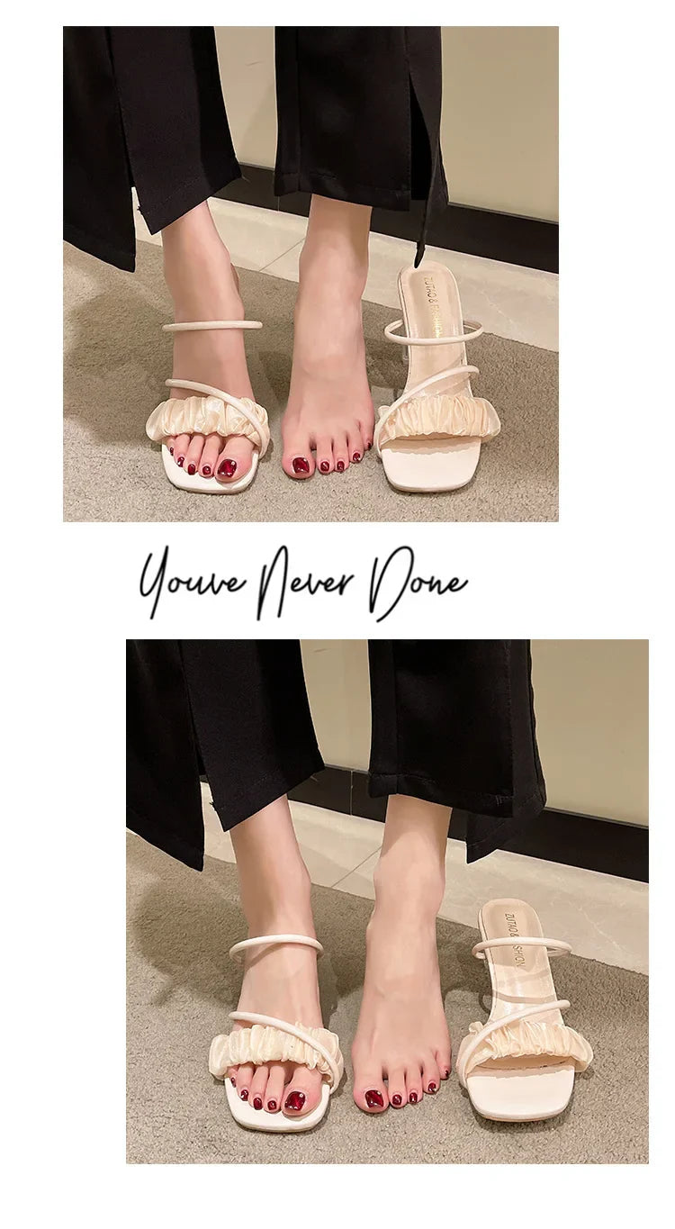 Elegant Women Crystal Summer Jelly Slippers Open Toe Clear High Heels