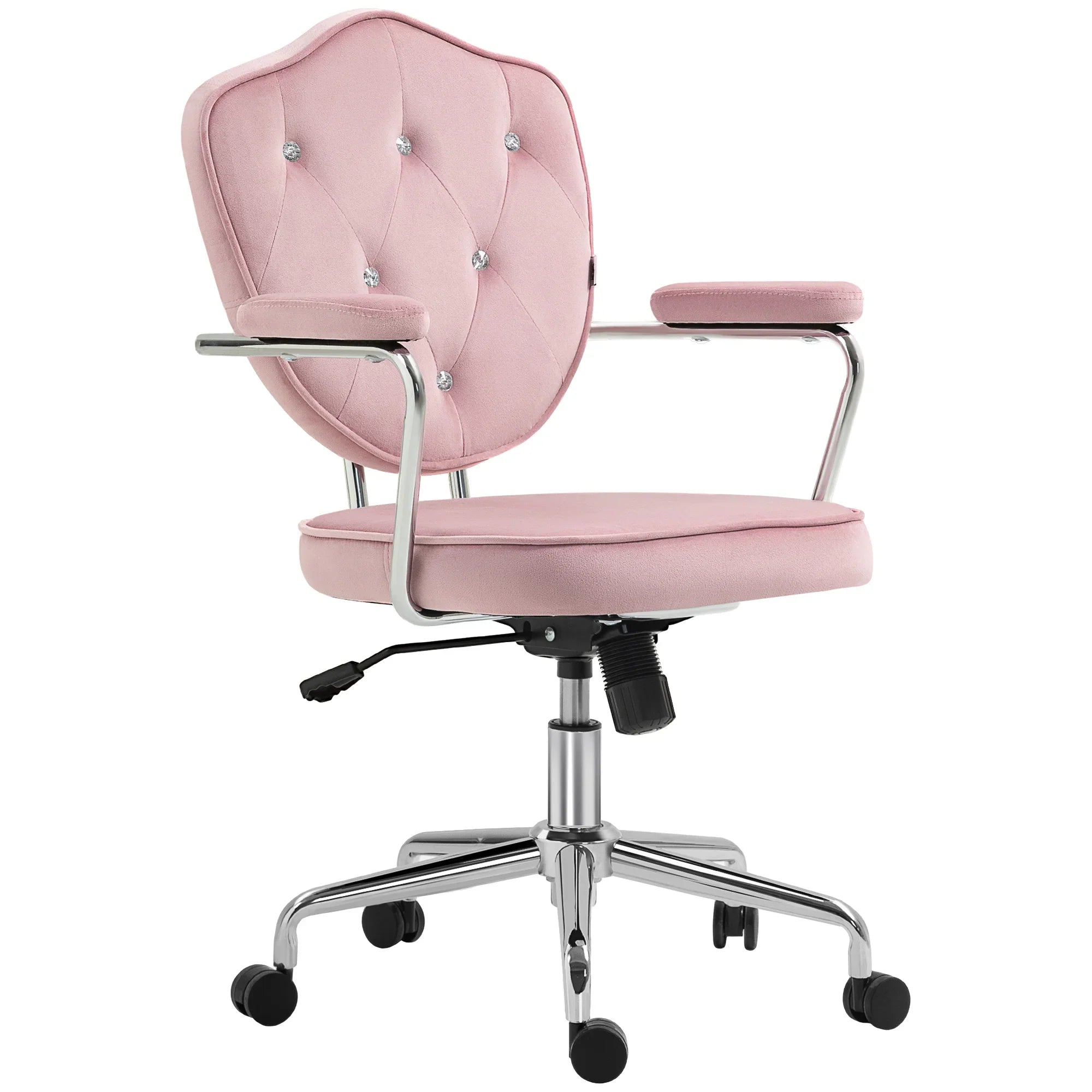 Cute Velvet-Feel Fabric Vanity Chair, Pink