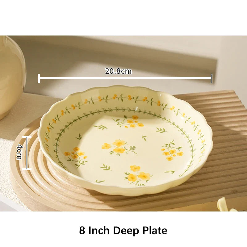 Porcelain Plate French Style Floral  Tableware