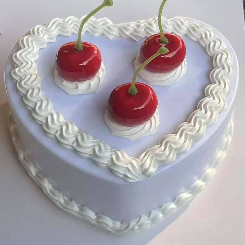 Cherry Heart Storage Box DIY Double Layer Candy Box with Mirror Girl Gift Box Portable Mirror Make Up Organize