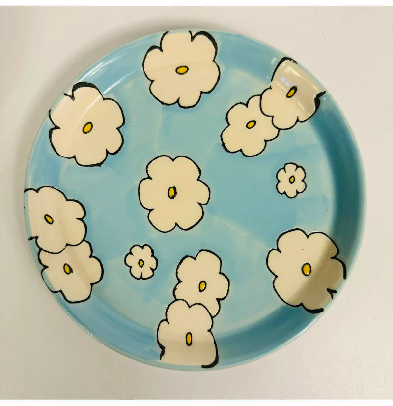 Ceramic Plate Korean Style Household Round Porcelain Dinnerware