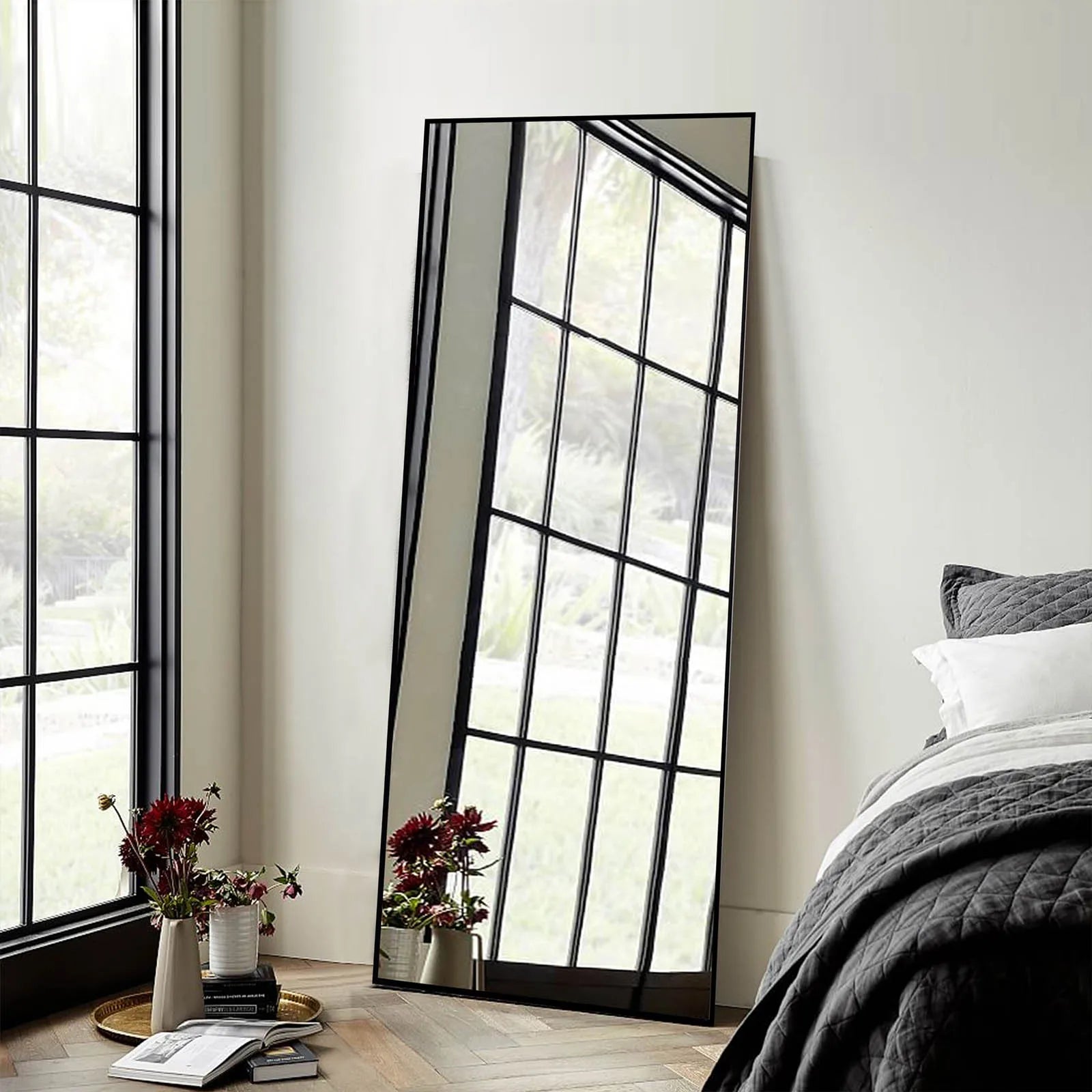 Full Length Mirror 65" * 24 ", Floor Standing Mirror, Metal Frame Mirror, Full Body Mirror