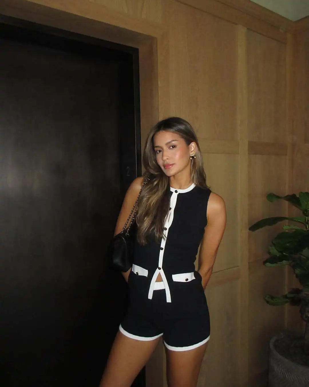 Women's Elegant Short Sets Sexy Fashion Patchwork Slim Knitted Holiday Outfits Summer Top and Mini Shorts Two Piece Set