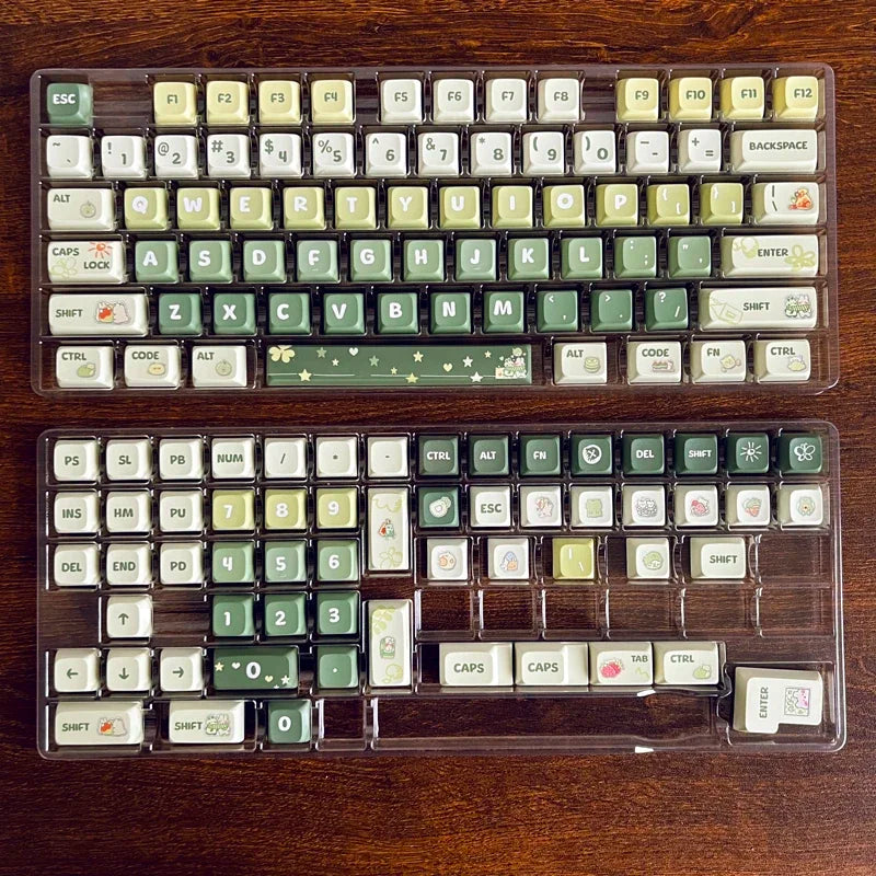 Matcha Green Keycap 133Keys Simple PBT XDA Highly Sublimated Mechanical Keyboard Universal Cartoon Rabbit Puppy Keycaps