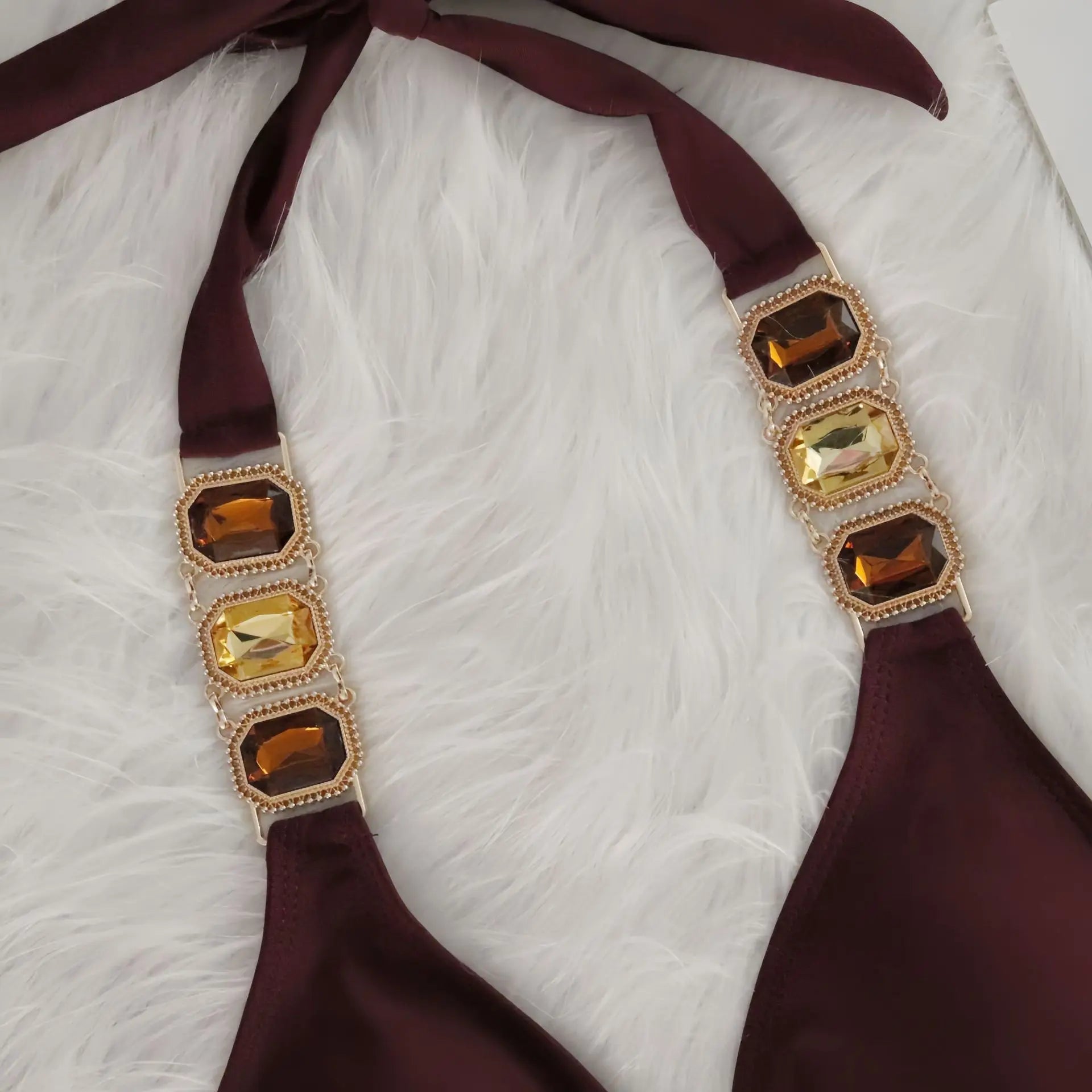 Sexy Rhinestone Bikini Set Women Luxury Pink Crystal Diamond Push Up Bandage Thong Swimsuit