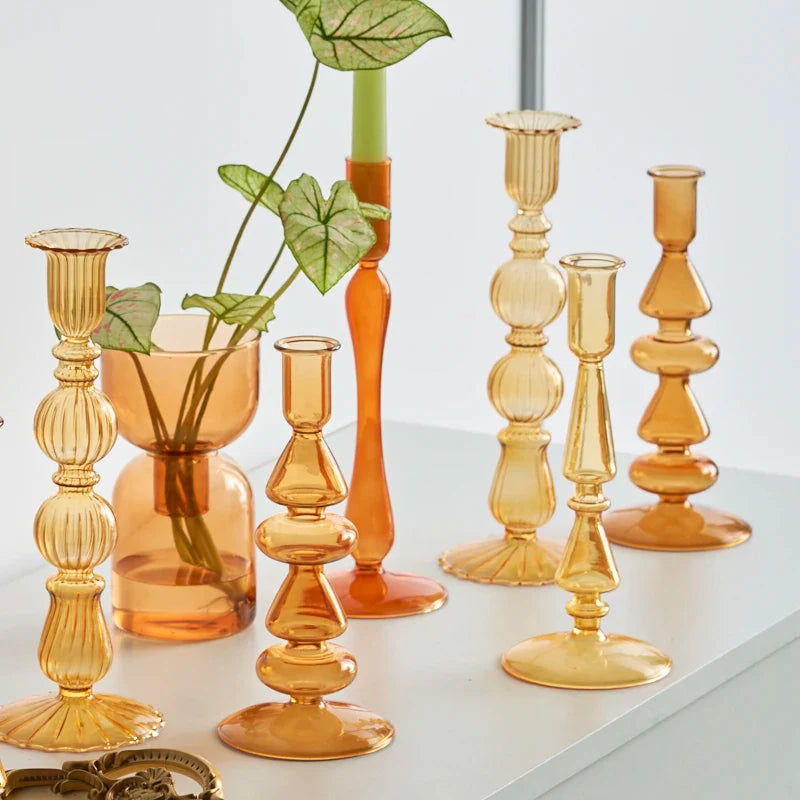 Glass Candlestick for Home Decor Candles and Holders Candle Stand