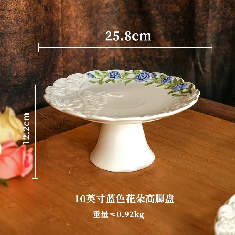 Rose Ceramic Afternoon Tea Cake Dessert Plate