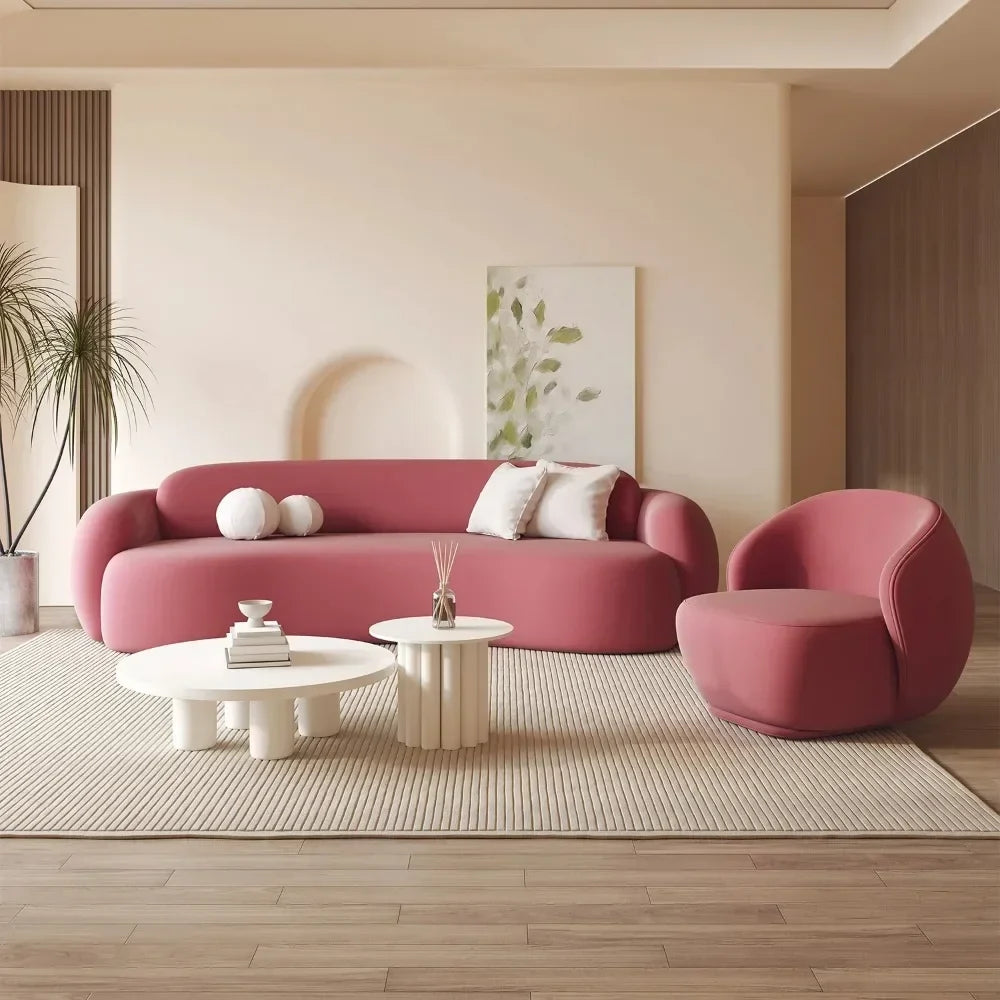 European Italiano Velvet Living Room Sofa Pink Floor Light Luxury 3 Seat Couch Christmas Organizer Sofa Inflavel Home Decoration