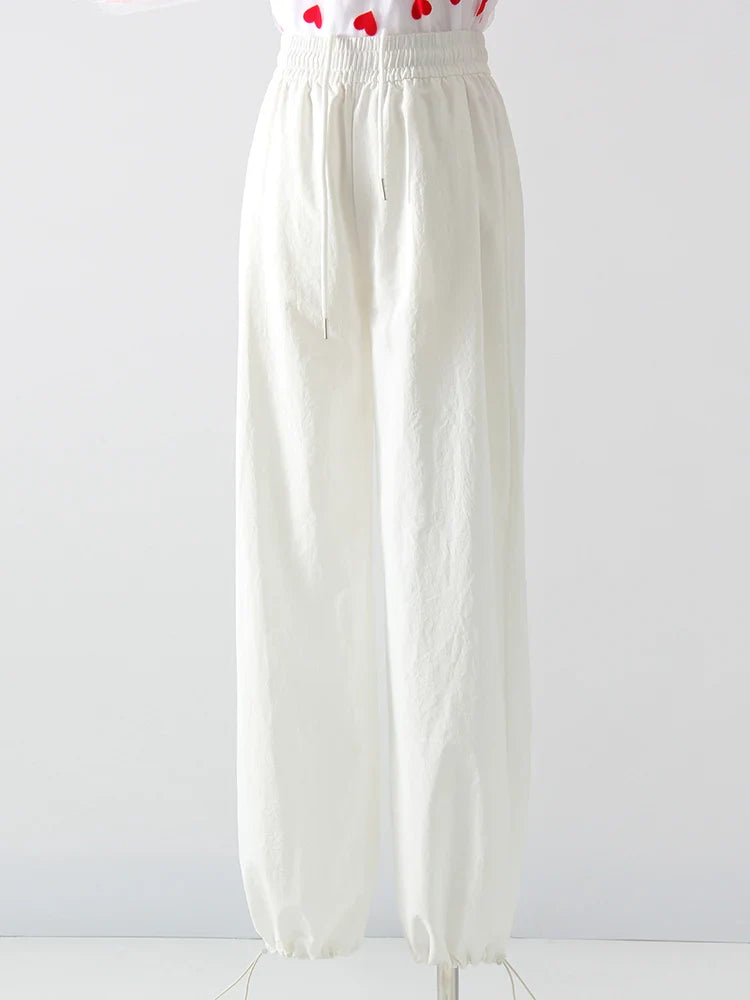 Summer Straight Leg Sweatpants For Women High Waist Jogger Wide Leg Trousers Women's Sports Pants White Sweatpants Wtpants Women