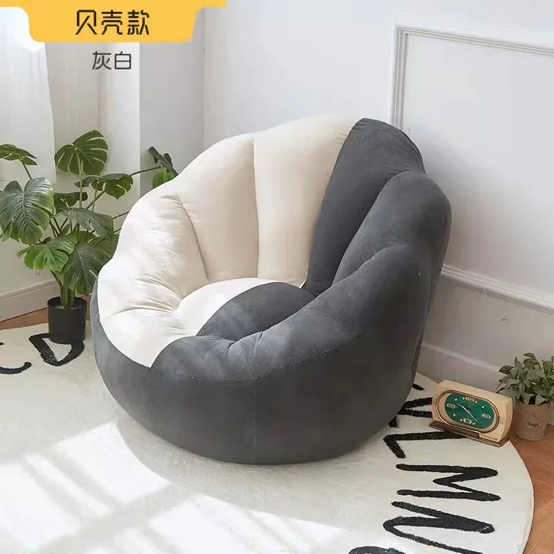 Kawai Curved Bean Bag Sofa Pink Lazy Exterior Sitting Bean Bag Sofas Comfortable Reclining Furniture