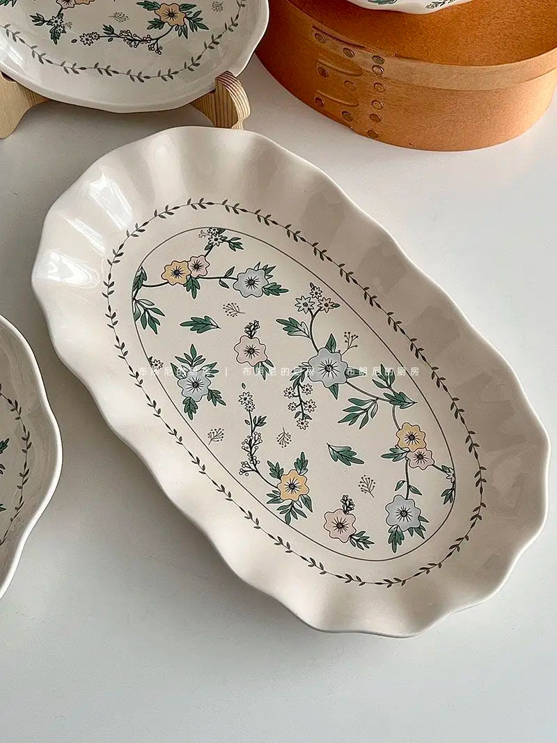 Ceramic Floral Bowl Plate Set