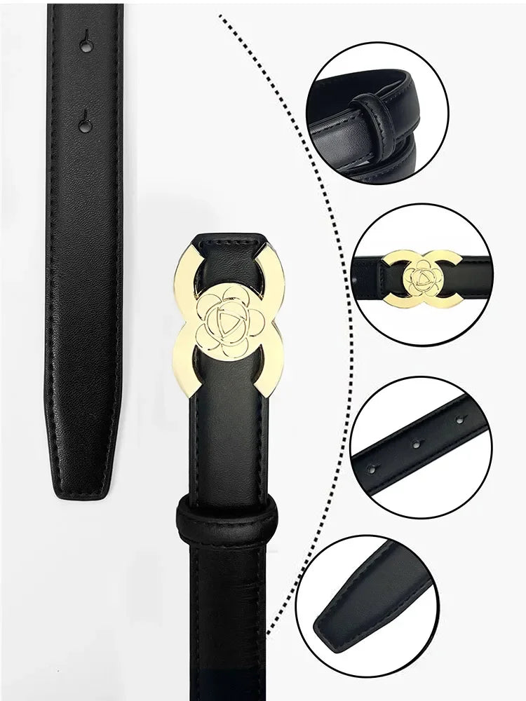 Women's Versatile Belt, Elegant Retro Style, Square Alloy Buckle