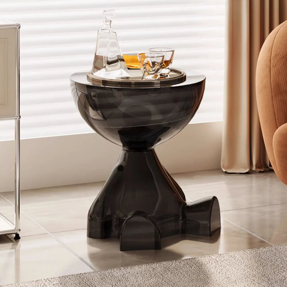 Transparent Advanced Small flat head coffee table cream style, home living room sofa side table table, round side table