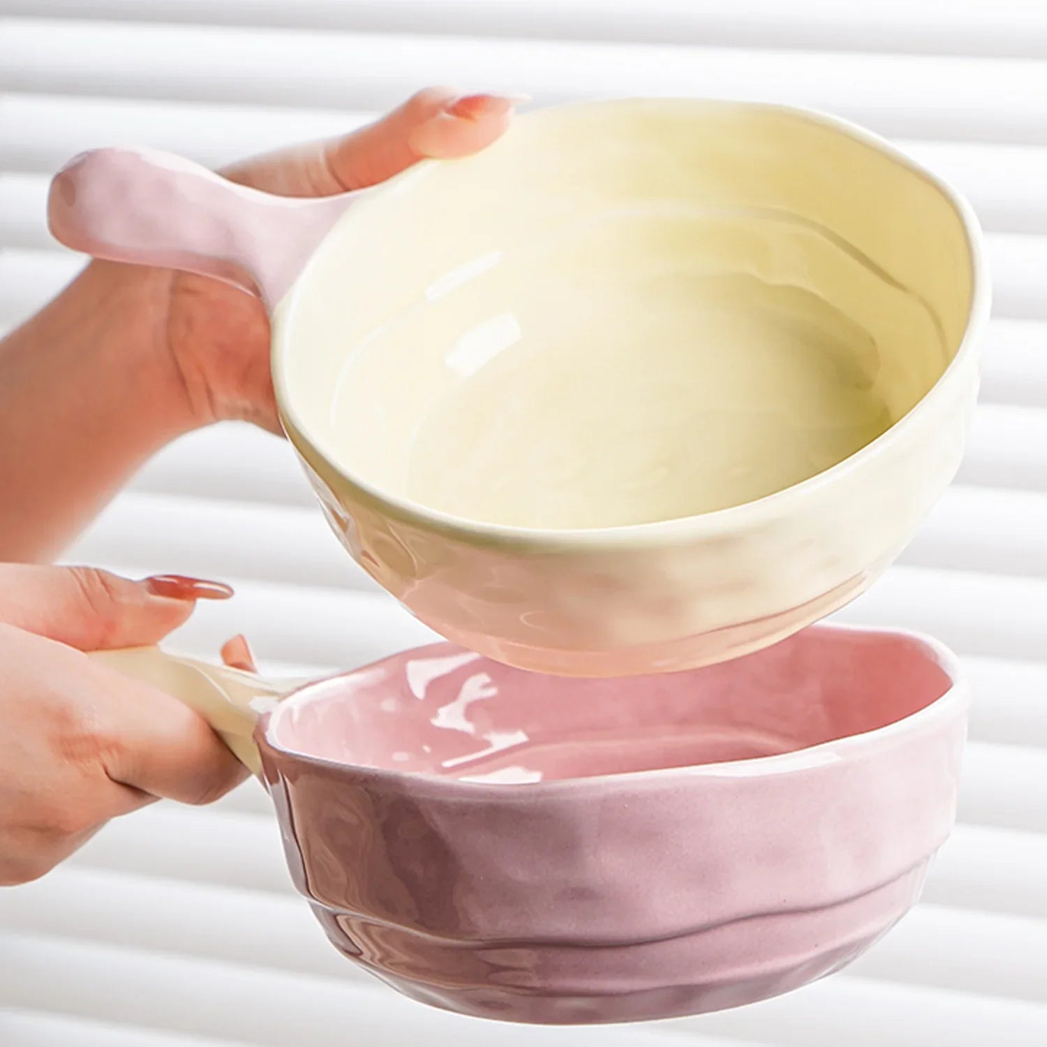 Large Ceramic Bowl with Handle, Multi Purpose, Dishwasher Safe, Heat Resistant, Microwave Ramen Bowl