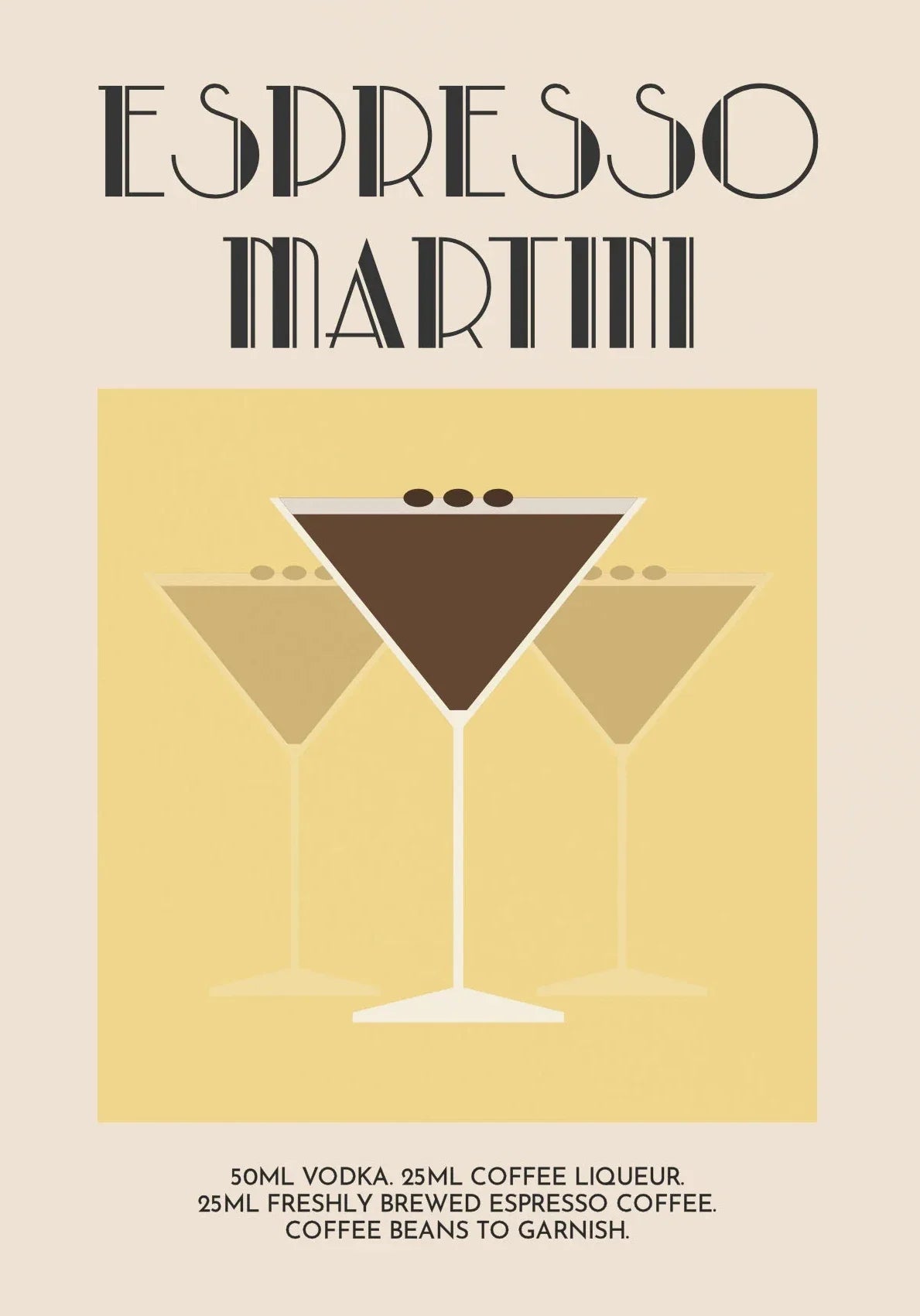 Retro Cocktail Alcohol Drink Poster Aperol Spritz Espresso Martini Canvas Printing Wall Art Vintage Bar Recipe Kitchen Decor