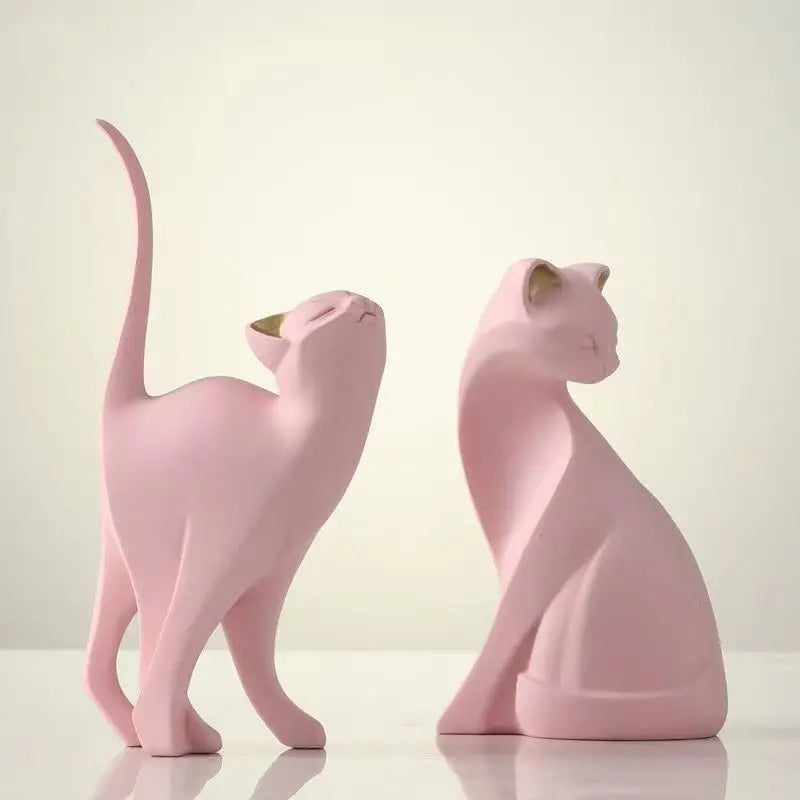 Resin Couples Cat Statues for Home Decorations Animal Figurine Home Decor Sculpture