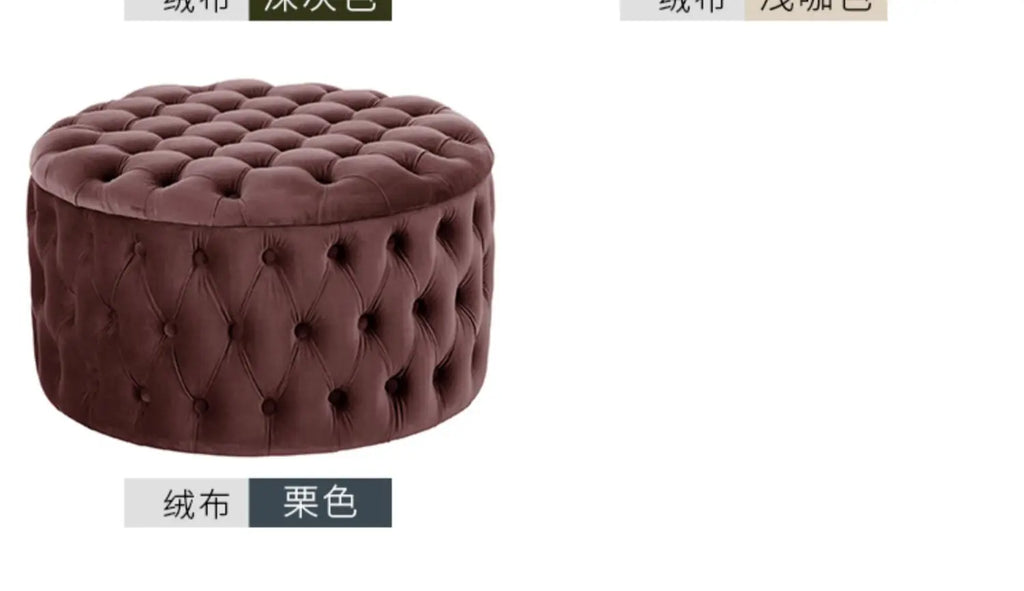 Luxury Sofa Footstool Fabric Storage Round Sofa Stool