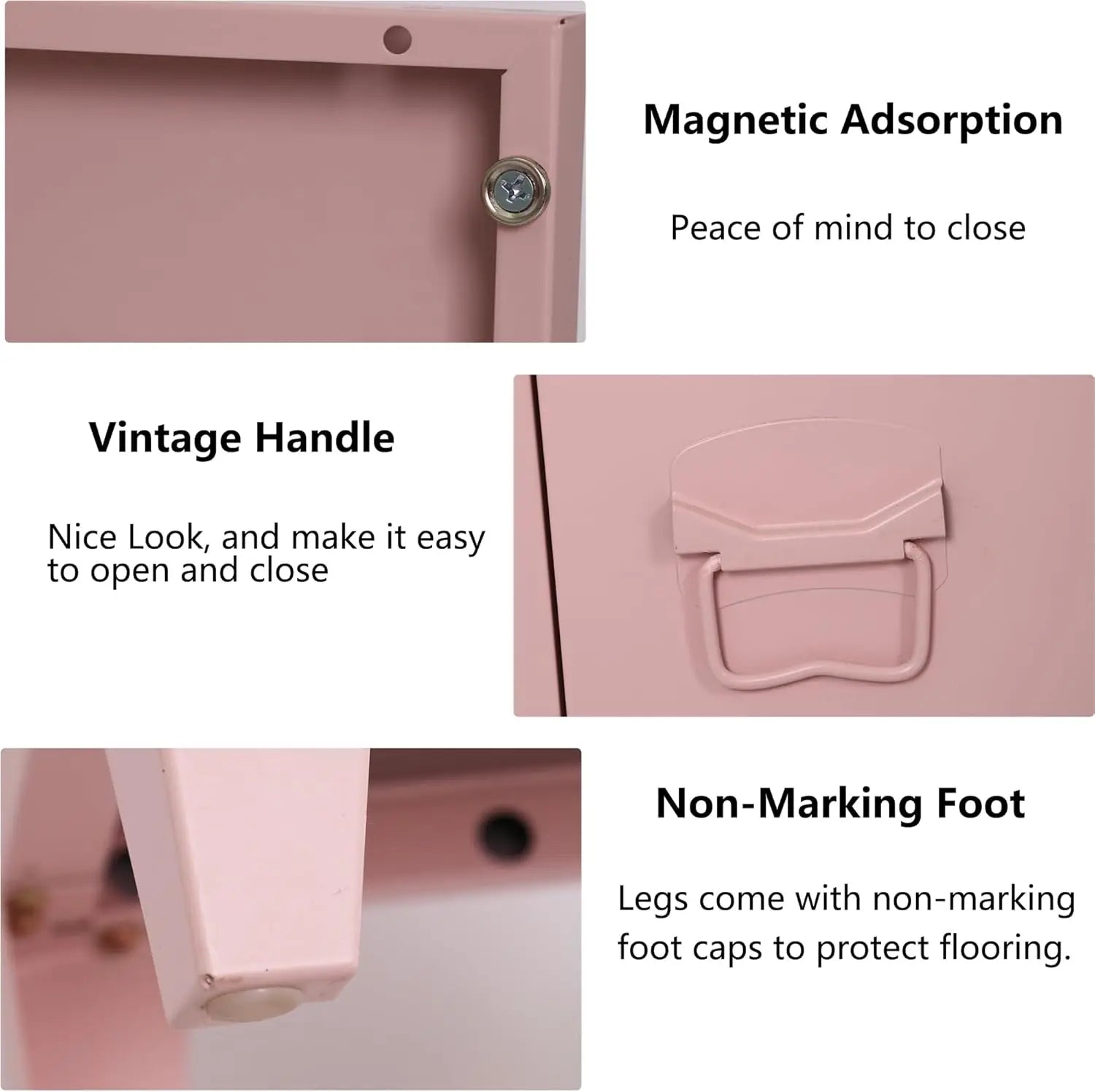 Pink TV Stand Metal TV Table With Storage Steel 3 Door Locker Cabinet For Living Room