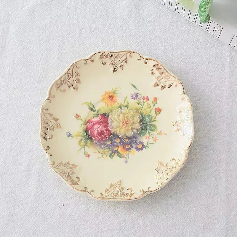 Rose Flower Hand Painted Cup Saucer Dish Kitchenware