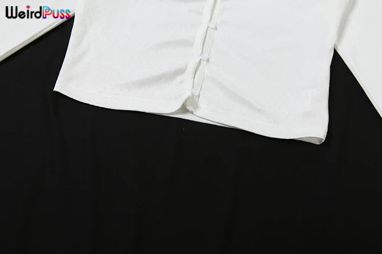 Solid 2 Piece Set Long Sleeve Single Breasted Crop Tops+Ruffles Simple Thin Mini Short Suit