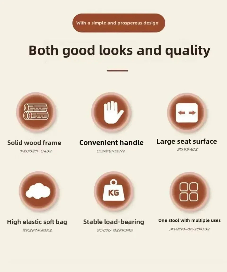 Curved Footstool with Handle Convenient To MoveSofa Small Stool