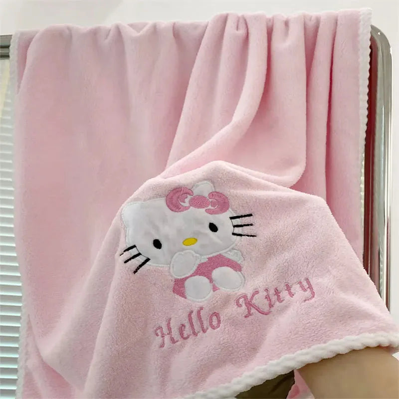Sanrio Hellokitty Anime Body Bath Towel Pink Beauty Melody Soft face hand Microfiber Towel Fitness Sports Spa Bathrobe