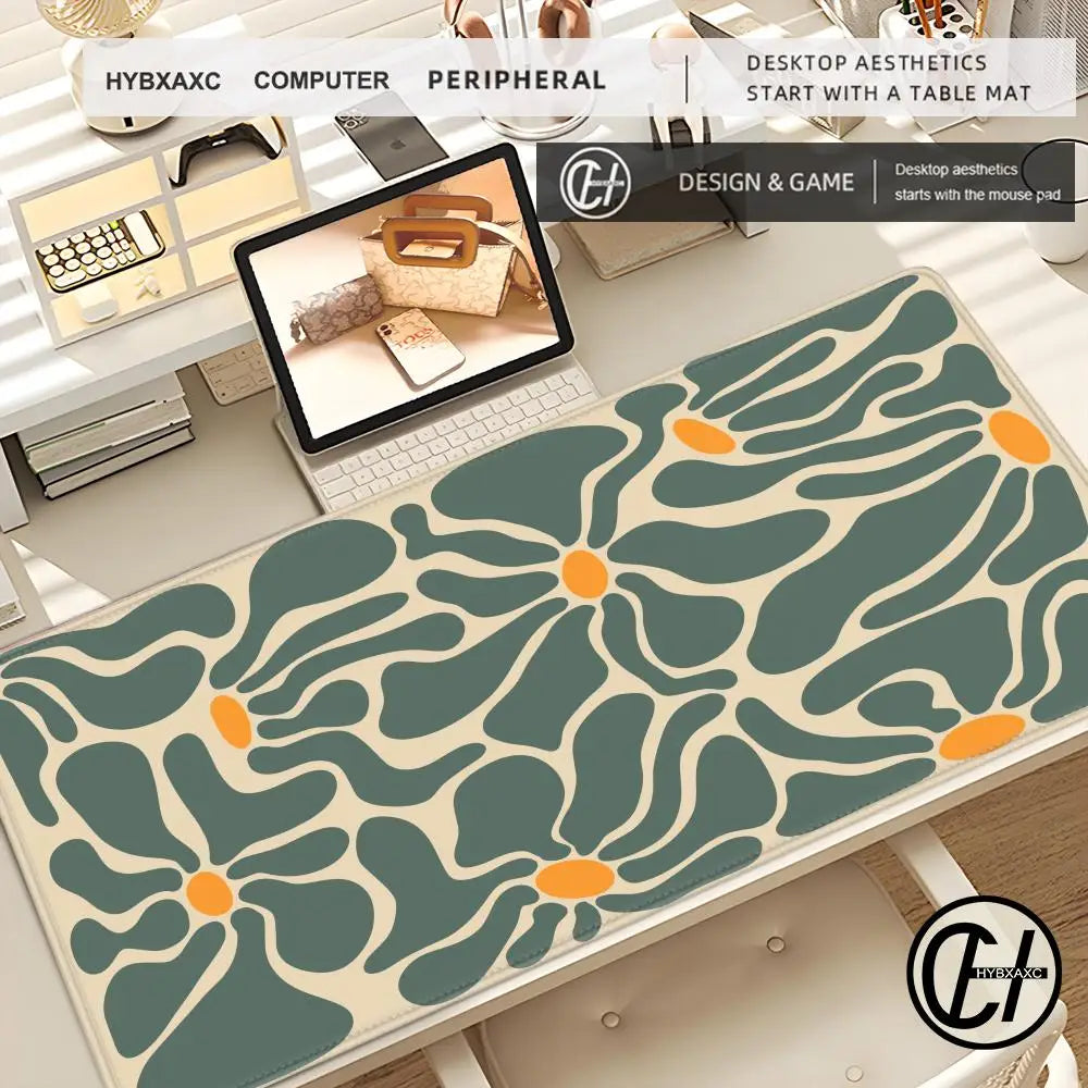 Large Computer Mouse Pad Pink Abstract Flower Office Desk Mat Game Player Desktop Accessories Keyboard Protection Pad