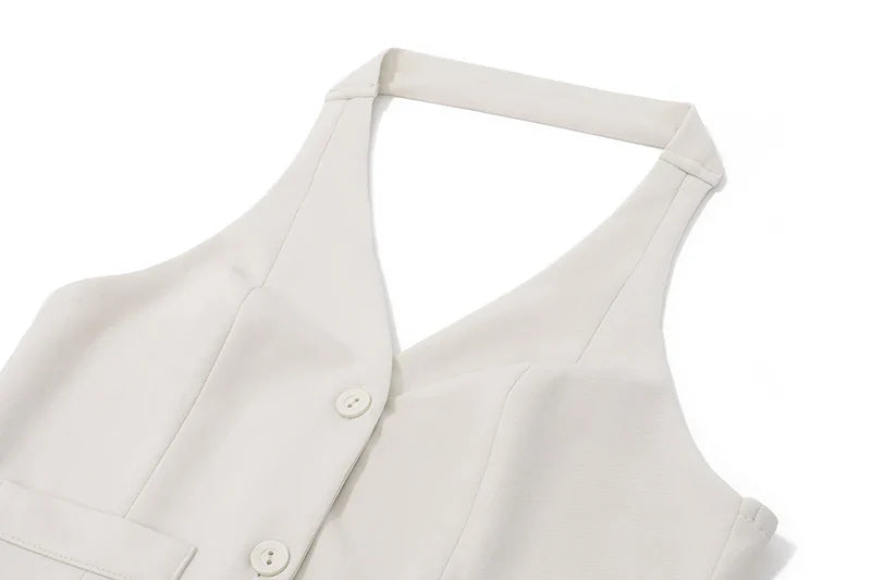 V-neck Sleeveless Suit Tank Top With High-waist Bodycon Hip Skirt Streetwear Retro Women 2 Piece Sets