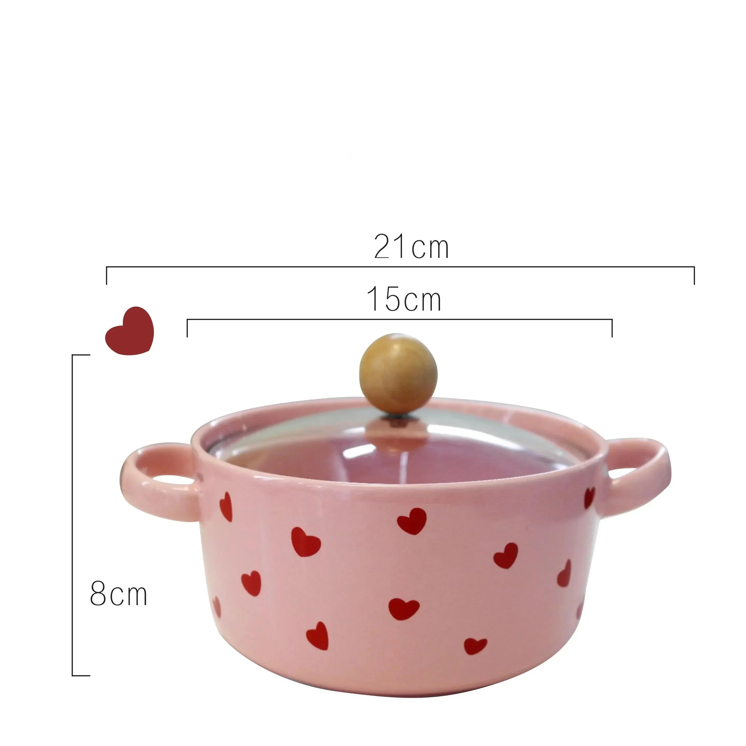 Pink Love Cutlery Set Rice Bowl Ceramic Double Ear Instant Noodle Soup Bowl Hand Paired Spoon Combination Noodle Bowl