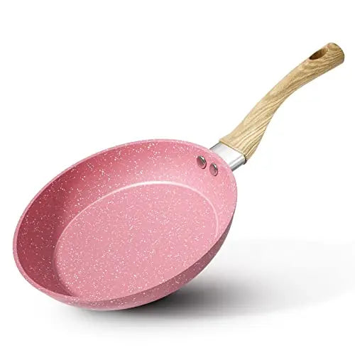 Nonstick Frying Pan 9.5in Pink PTFE PFOA-Free Omelet Skillet for Kitchen Toxin-Free