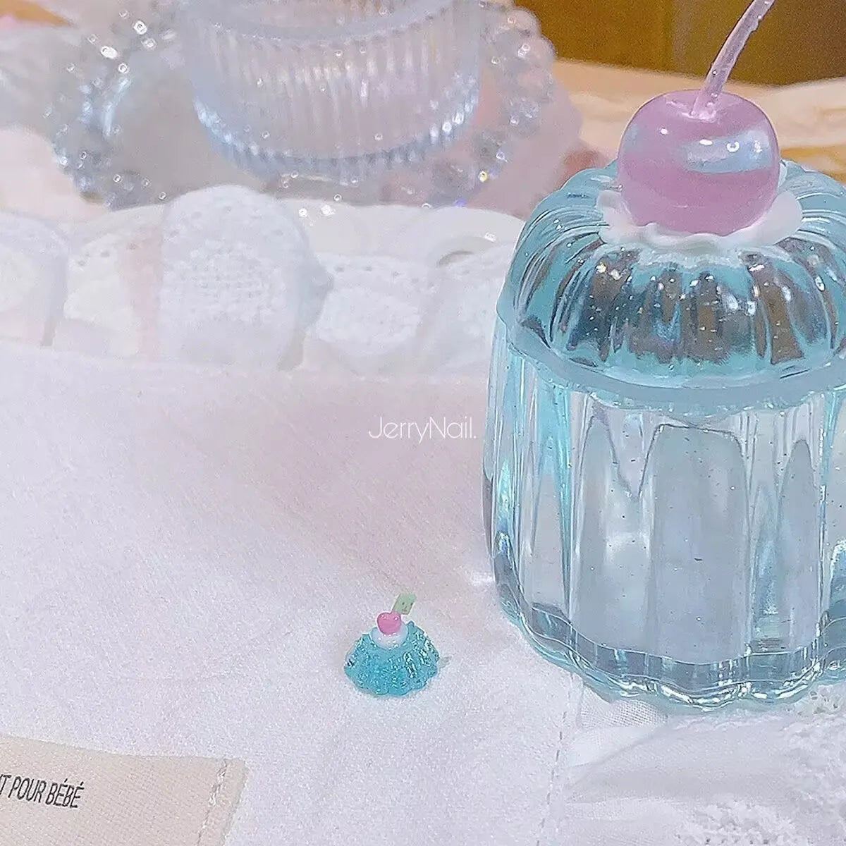 Cherry Pudding Style Storage Box Pen Wash Jar Desktop Ornament Bow Storage Box Jewelry Storage Jar Home Decoration