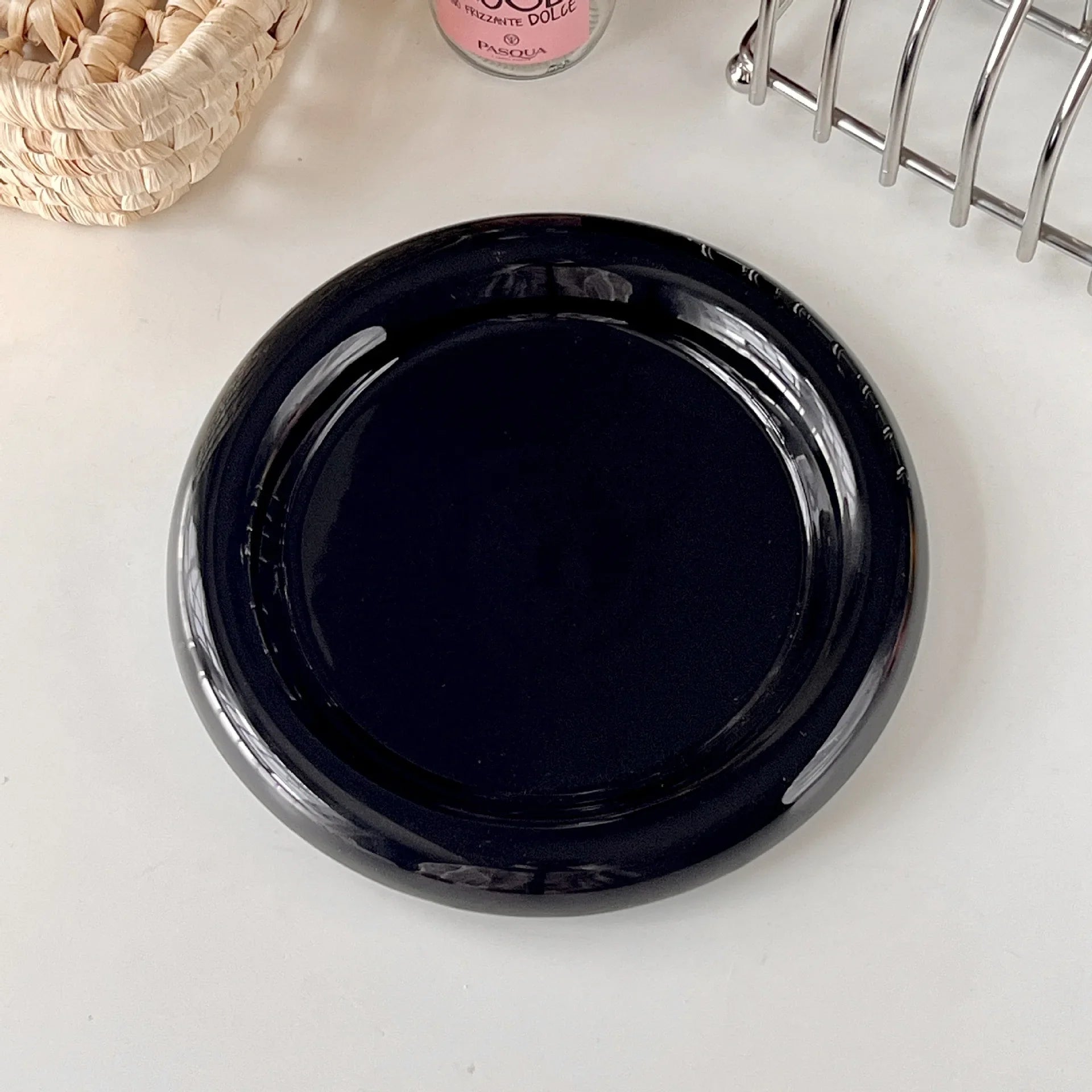 Round Ceramic Food Plate High-end Pure Color Desser Plate