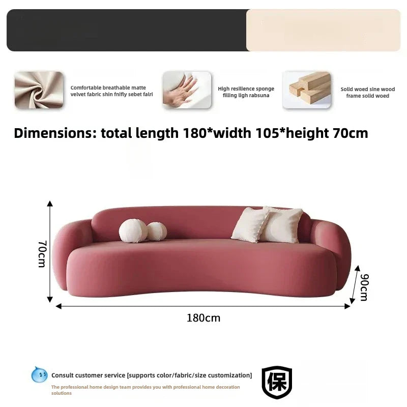 European Italiano Velvet Living Room Sofa Pink Floor Light Luxury 3 Seat Couch Christmas Organizer Sofa Inflavel Home Decoration