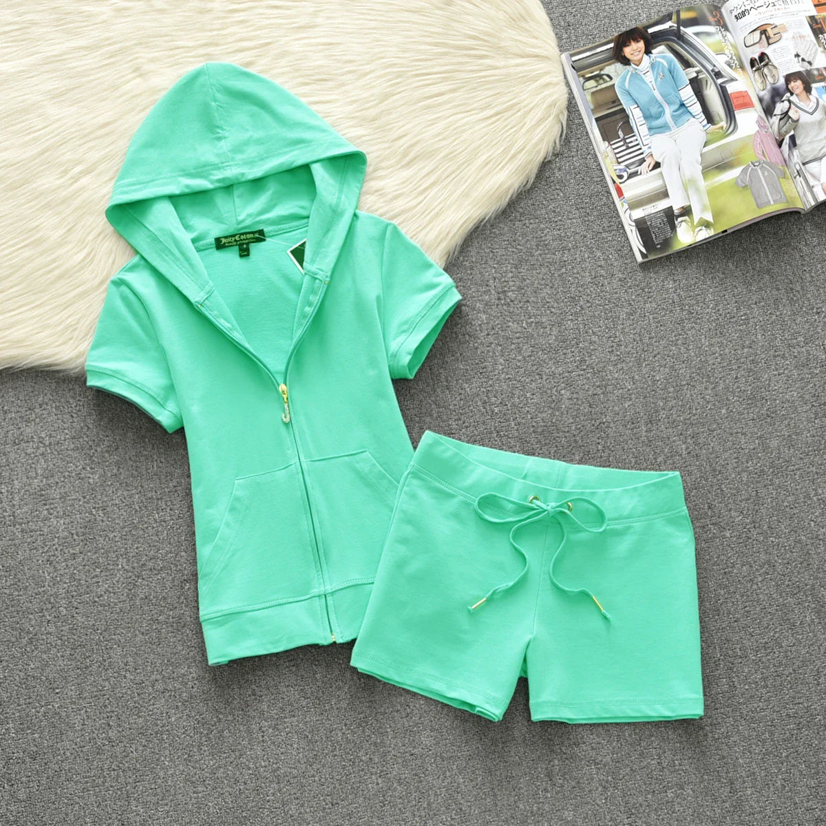 Velour Tracksuit Women Velvet Women's Brand Short Set Sewing Suit Women Tracksuits Hoodies and Shorts Sets Met 2 Piece Set