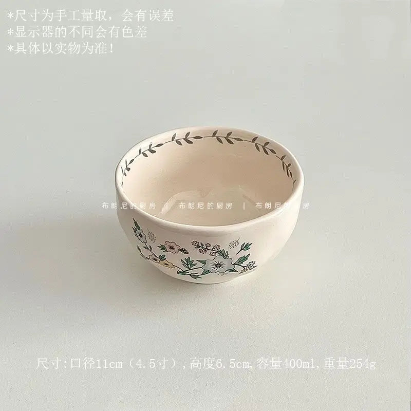 Ceramic Floral Bowl Plate Set
