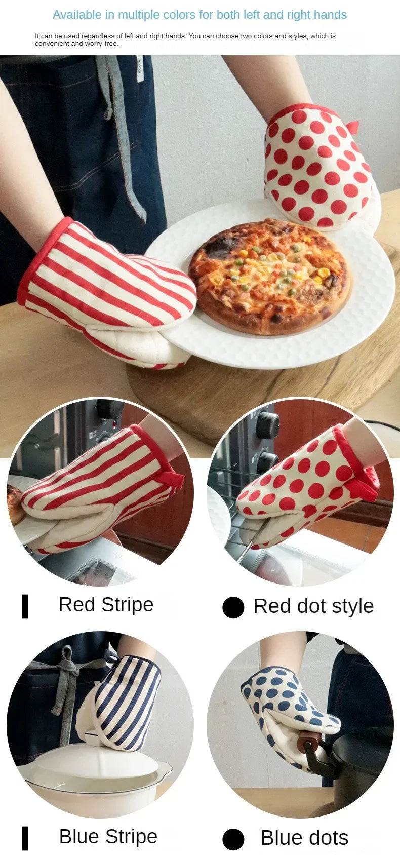 Style Polka Dot Heat-Resistant Oven Mitts for Home