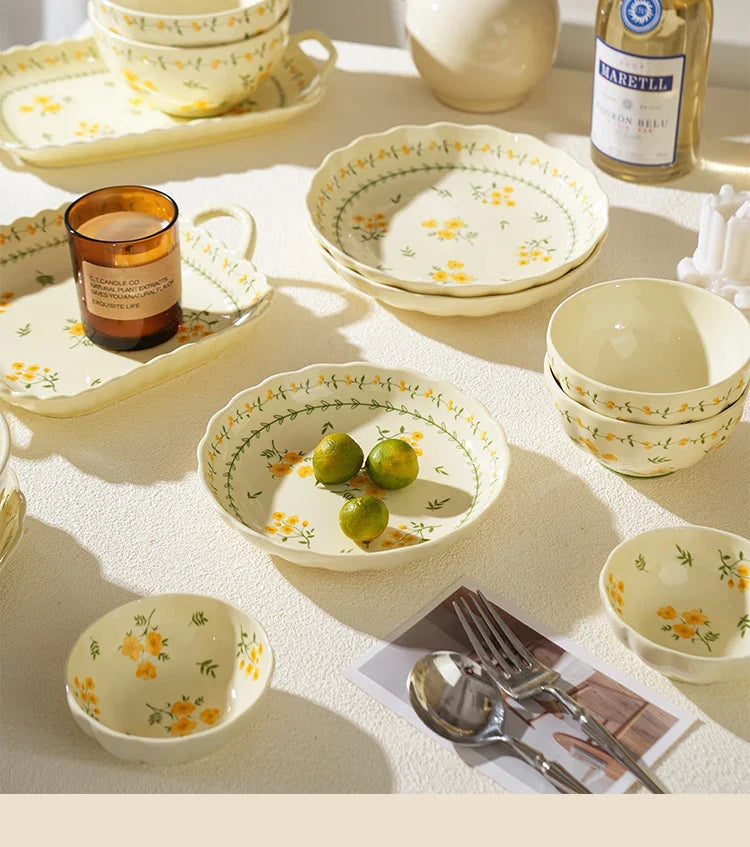 Porcelain Plate French Style Floral  Tableware