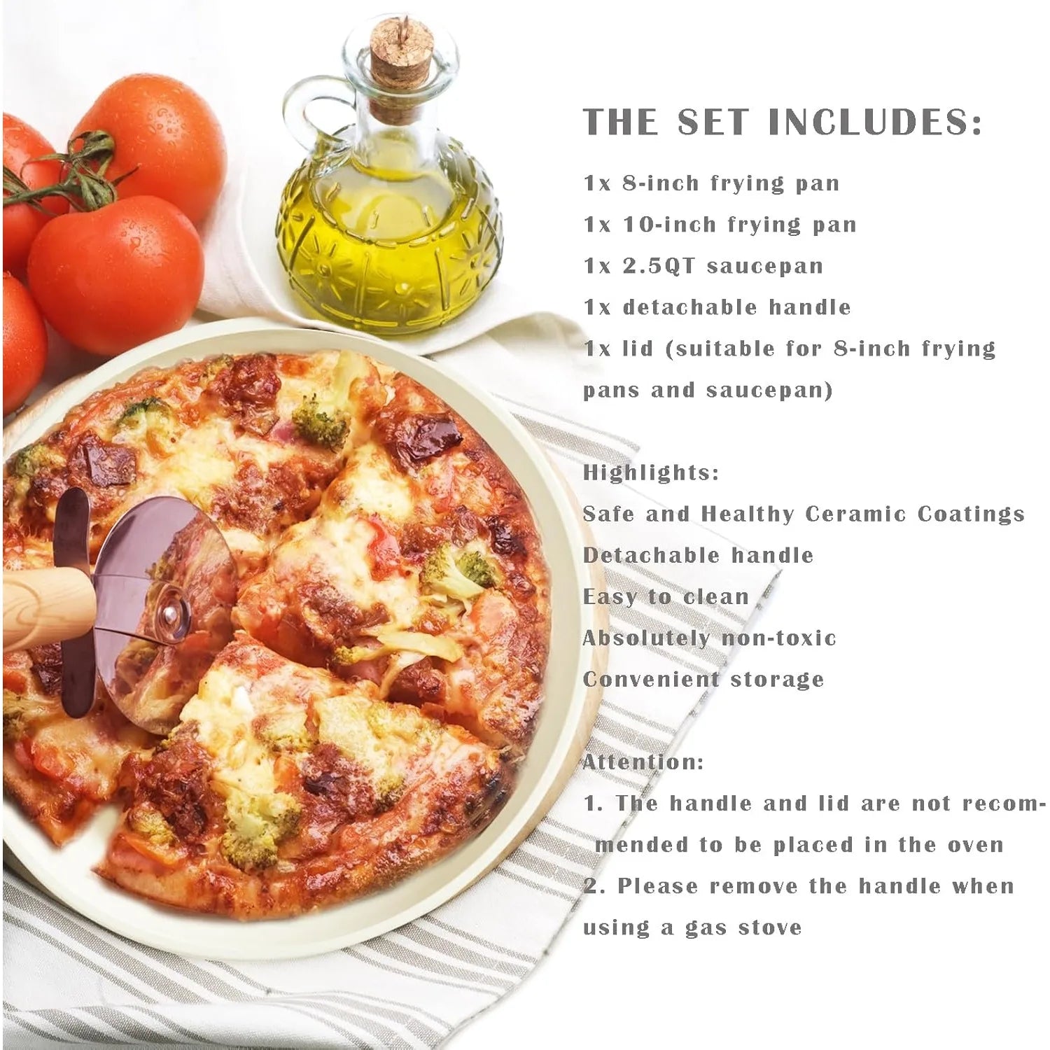 Pink Pots and Pans Set Removable Handle Non-Stick, Detachable Handle Ceramic Cookware Set Kitchen Cooking Oven Dishwasher Safe