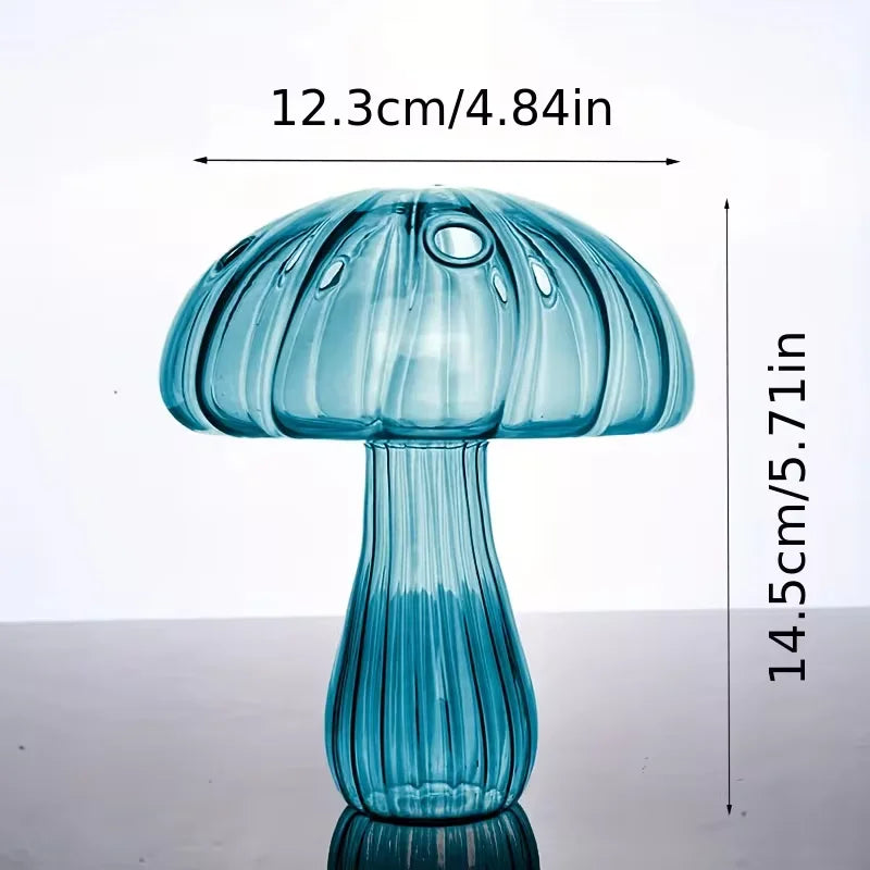 Delicate Colourful Mushroom Vase Creative Hydroponic Transparent Glass Aromatherapy Vase Living Room Dining Room Desktop Art Decoration