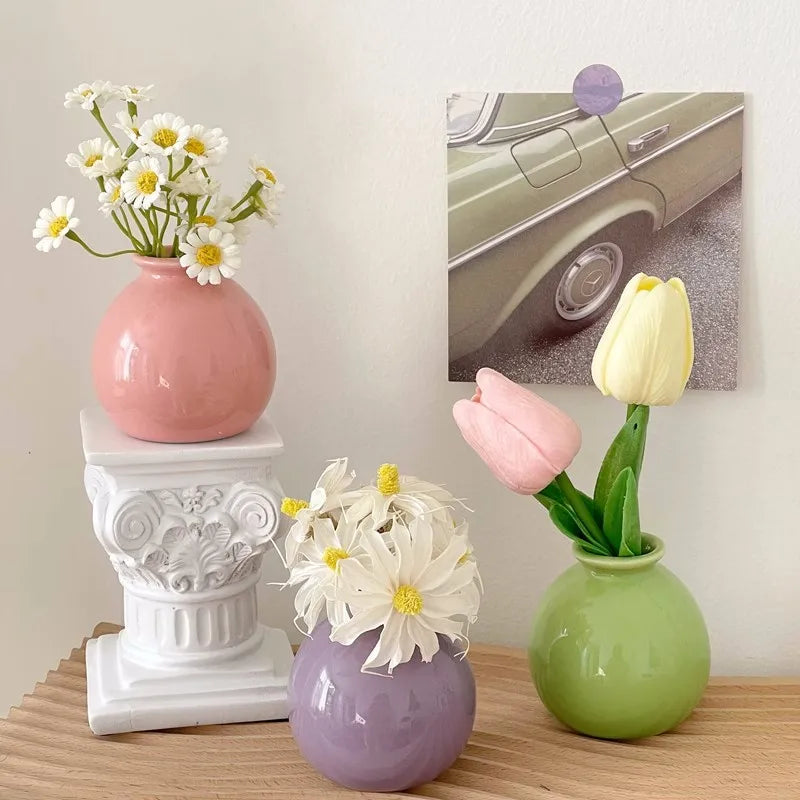 Mini Aesthetic Flower Vases Ceramics Vase Flower Arrangement - Flower Bottle Desktop Ceramic Plant Pot Home Decor