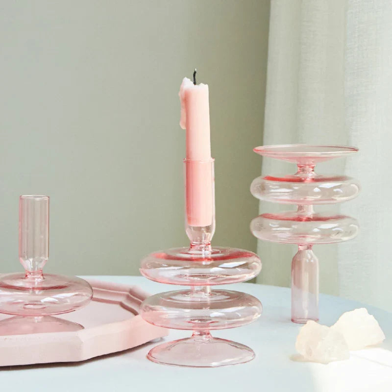 Taper Candle Holders Glass Candlesticks for Home Decoration Glass Vase