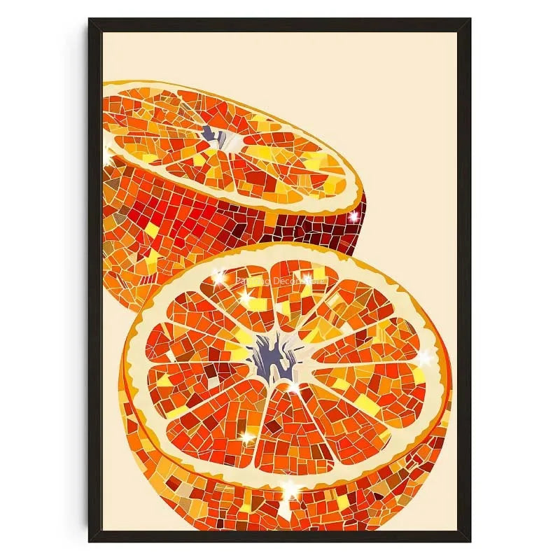 Retro Abstract Fruit Disco Ball Orange Miorrorball Creative Poster Canvas Paintings Wall Art Pictures