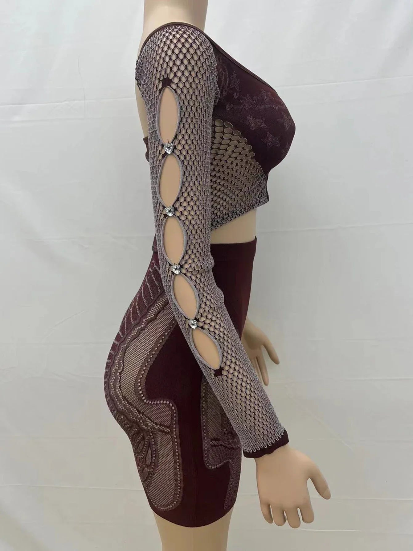 Sexy See Through Rhinestone Jumpsuit Women Pants Summer Bodycon Romper Jumpsuit Woman Long Sleeve