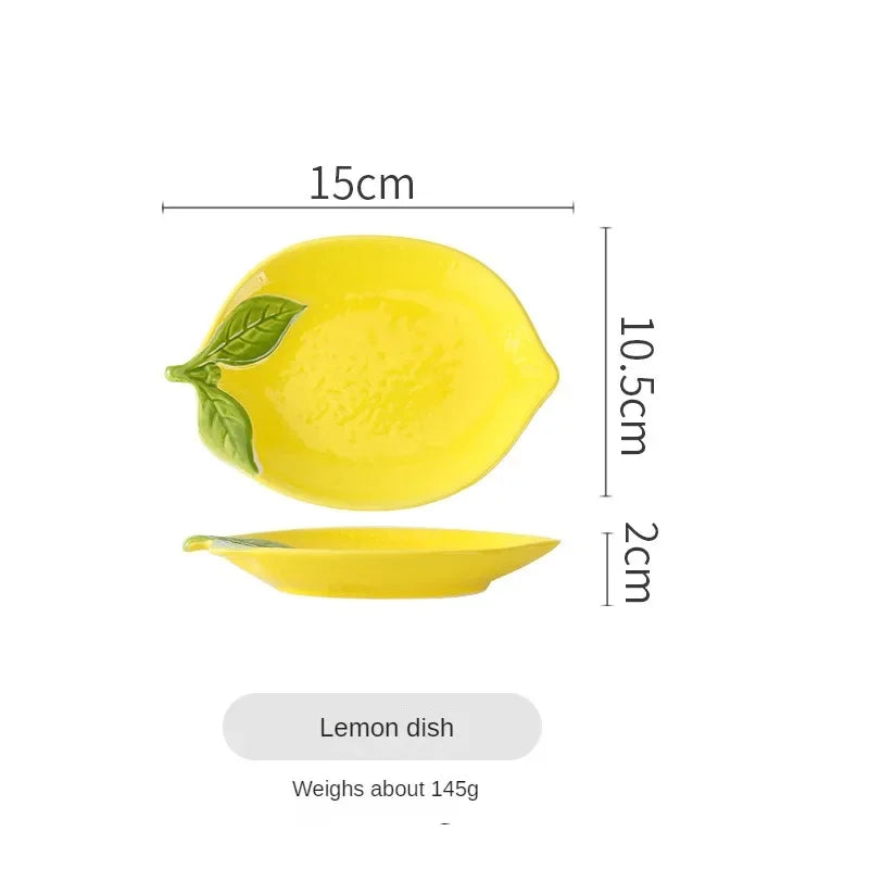 Lemon Shaped Ceramic Dinner Plate Soup Bowl - Fruit Snack Dishes Tableware