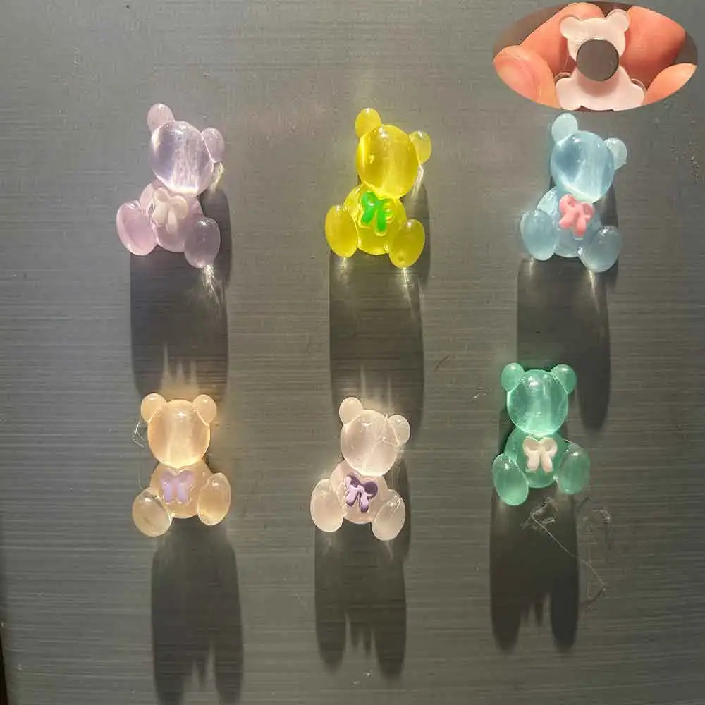 Magnet Transparent Bow Tie Bear Decor Whiteboard Photo Message Board Home 6PCS