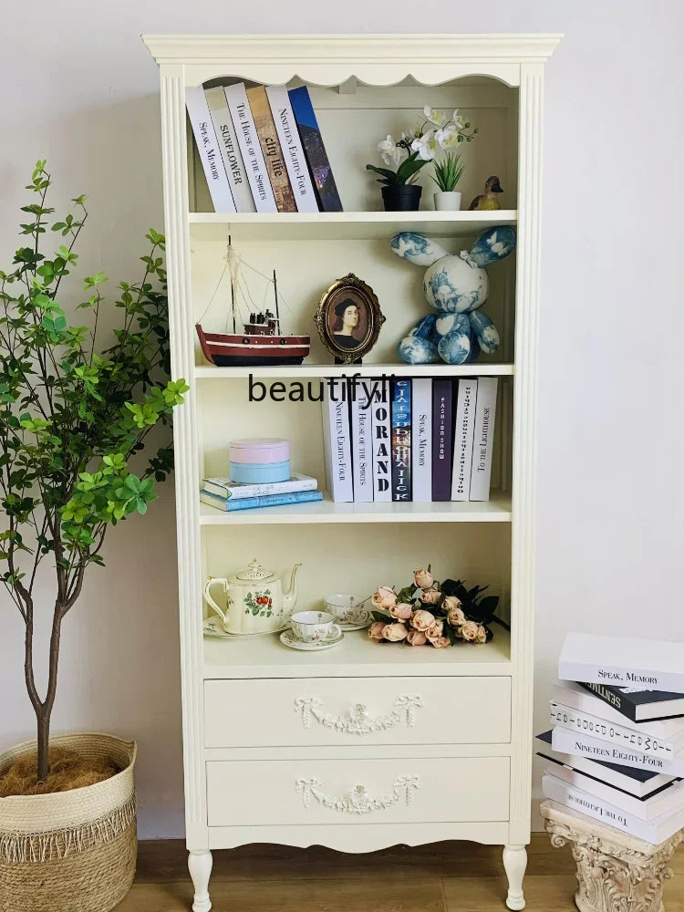 French Bookcase Bookshelf and Storage Shelf Modern Pastoral Hand Office Display Rack Display Cabinet Integrated Bookcase