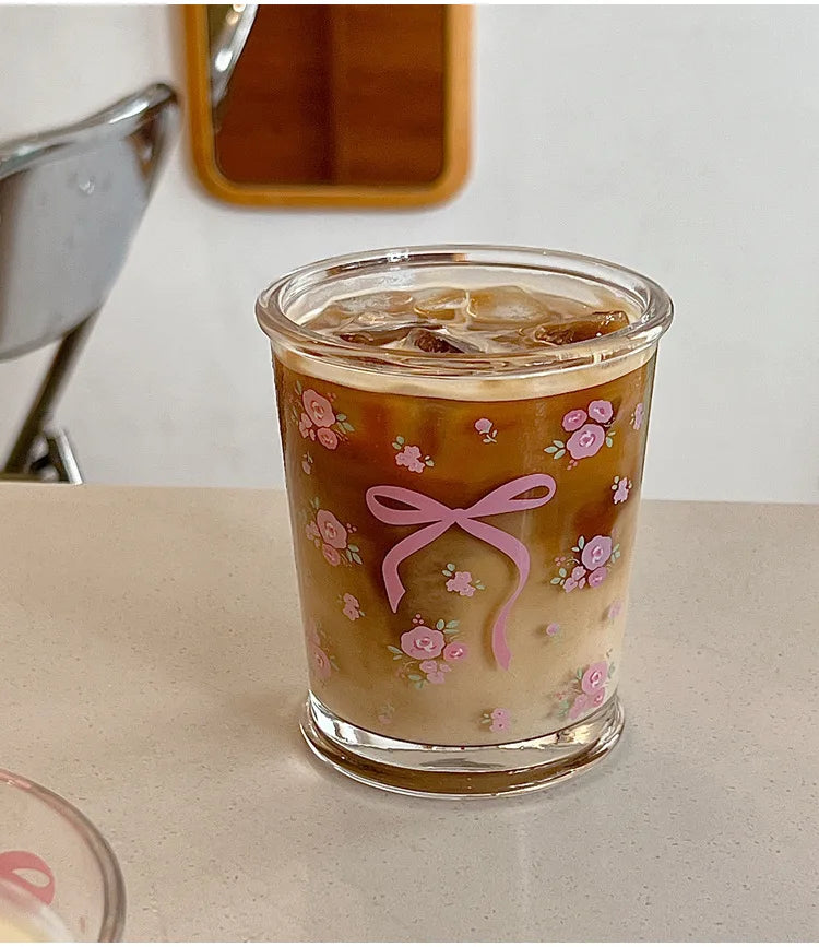 Kawaii Bowknot Glass Cups Bow Knot Drinkware