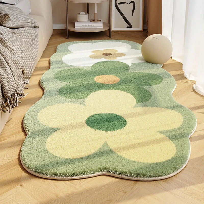 Irregular Flower Bedside Non-slip Super Absorbent Cashmere Carpet